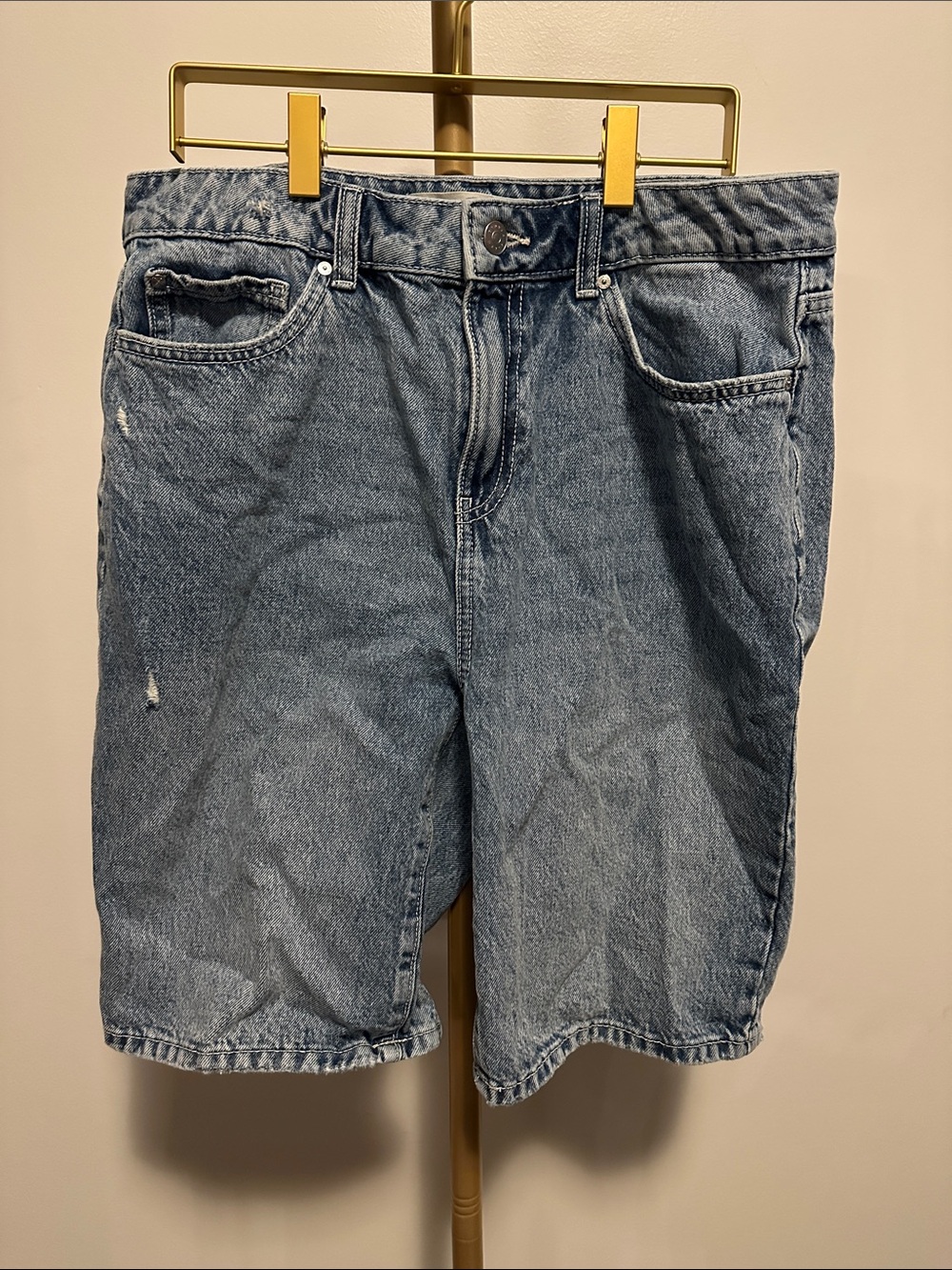 Denver Hayes High Rise Bermuda Jorts Denim Shorts Distressed Blue Size 10